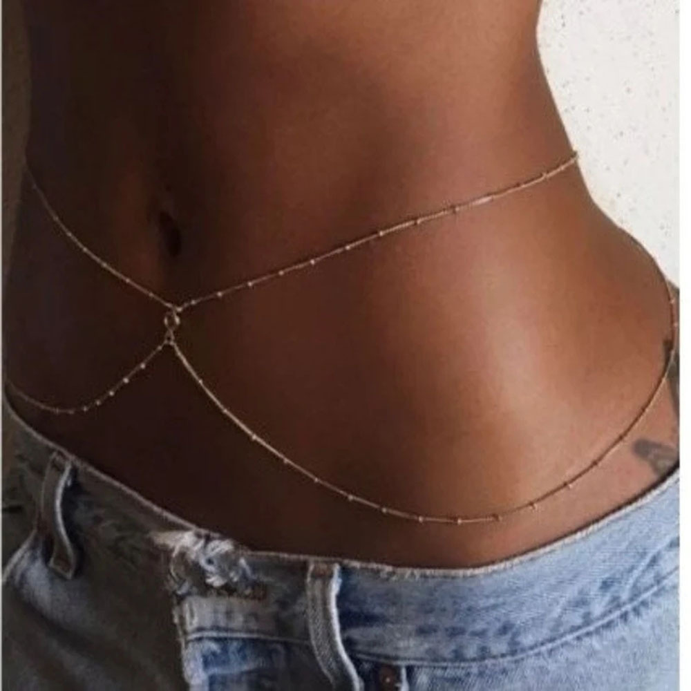 Body Jewelry Gold Plated - Buikketting-Sierlijke Cz Body Sieraden, Gouden Tailleketting,