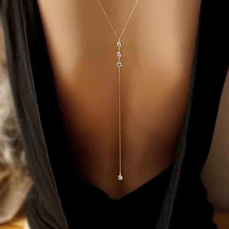 Body Jewelry Chain - Nieuwe Strass Sexy vrouwen Terug Ketting