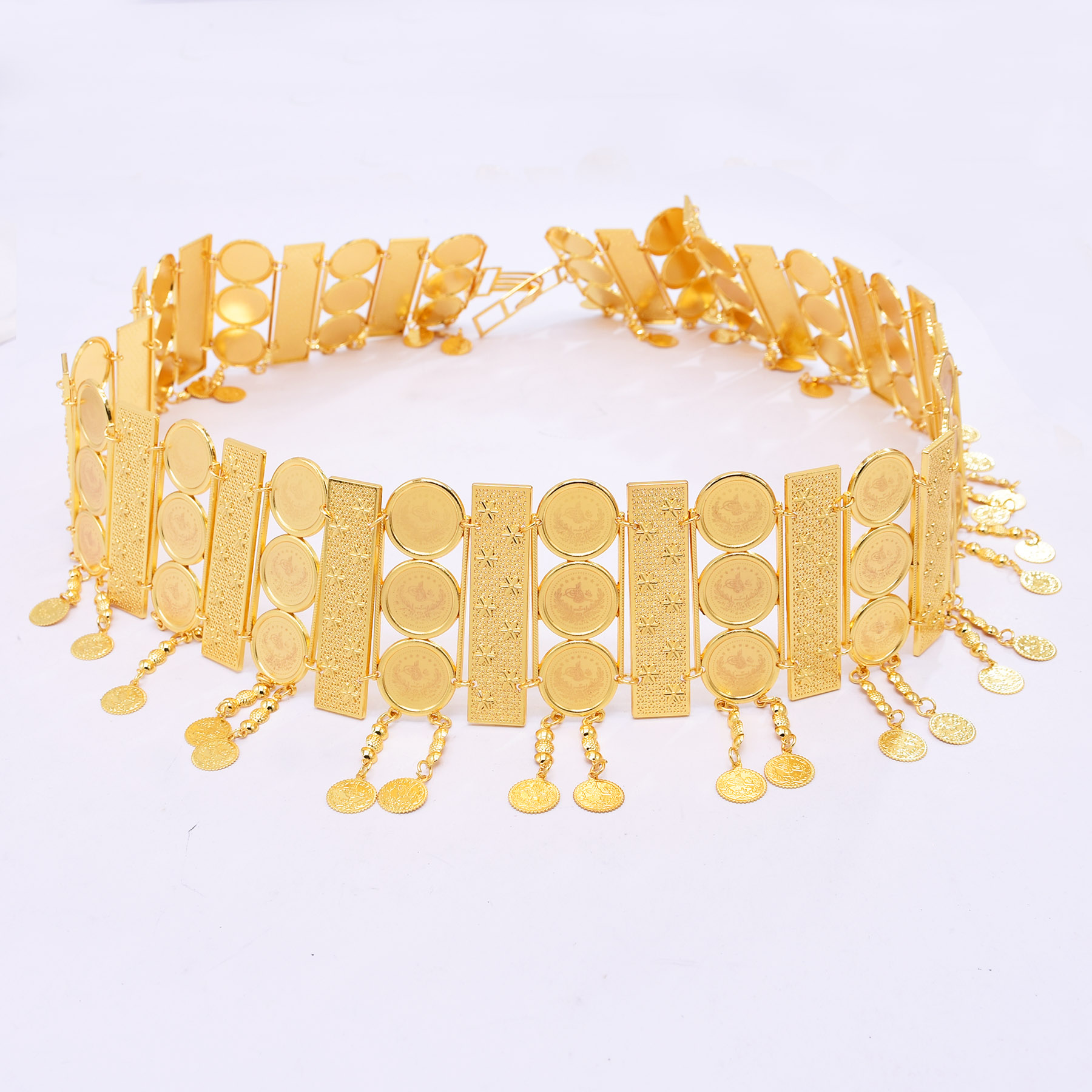 Body Jewelry Indian - 3-rijige brede riem met kwastjes, body