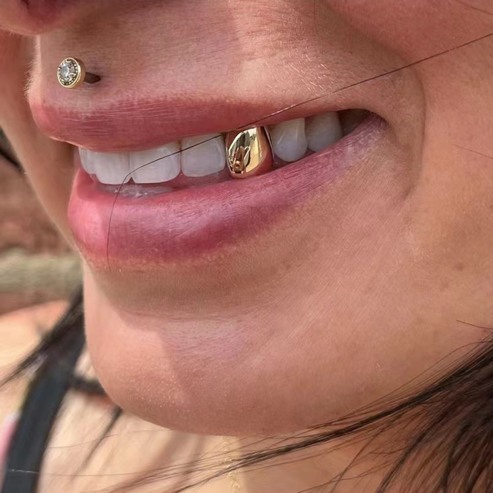 Body Jewelry Gold Plated - RACHELZ HipHop Klassieke Enkele Tanden Grillz