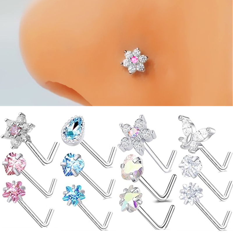 Body Jewelry Indian - 3PC Rvs Bloem Neus Piercing Stud