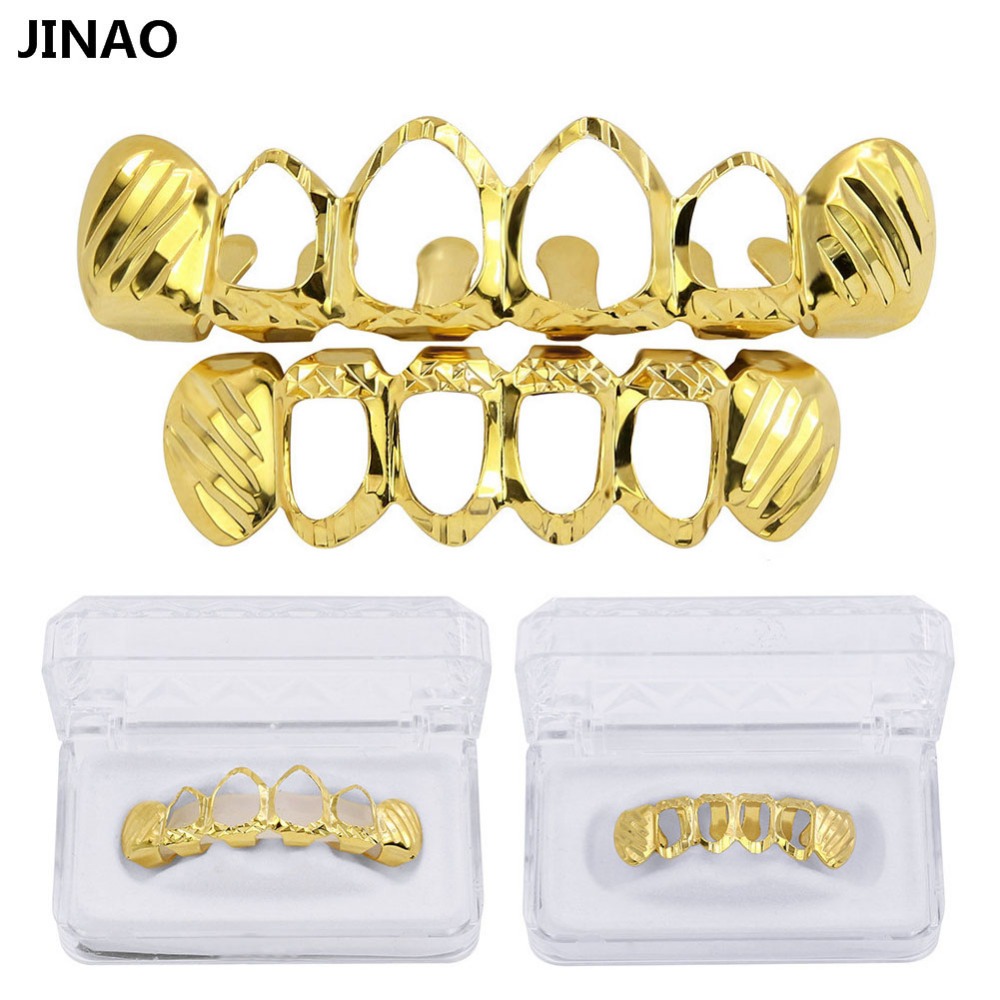 Body Jewelry Gold Plated - Jinao Nieuwe Fit D-Cut Grillz Set
