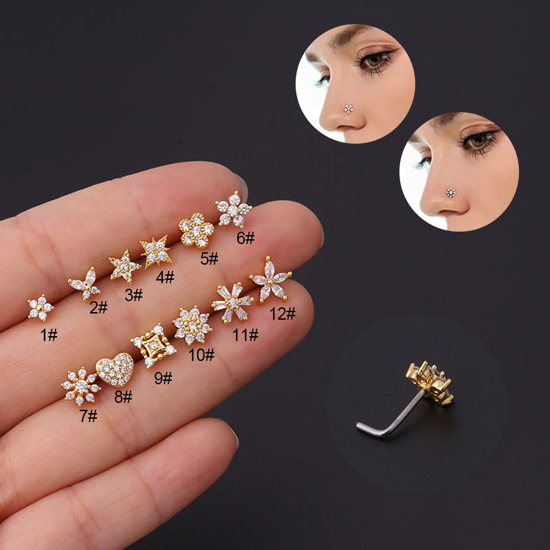 1Pc L Vormige Neus Studs Rvs N - Body Jewelry Indian recensie en prijs